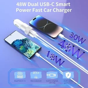 2 Pack MFi Dual Port USB-C 48W Charger w Cables iPhone iPad AirPods2