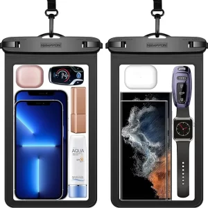 2x Large Waterproof iPhone Clear Pouches, Dry Bag Case with Neck Lanyard