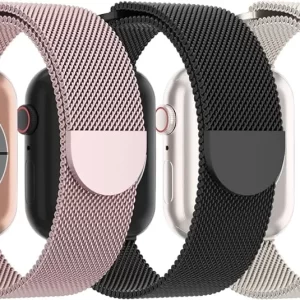 3 Pack Stainless Steel Mesh Loop Bands for Apple iWatches