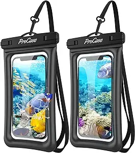 Black 2x Pouches Dry bags for iPhones (7"), IPX8 Waterproof