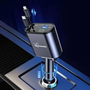 DreamBee 4-in-1 Car Charger 66W w/ Retractable Cables for iPhone