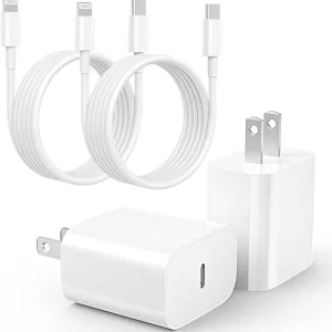 Fast iPhone MFi Charger 20W Dual Port w/ 6ft Cable 2-Pack (14/13/12/11+)