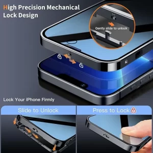 Full Privacy Metal Case for iPhone 14 Pro Max, Anti Peeping, Shockproof3