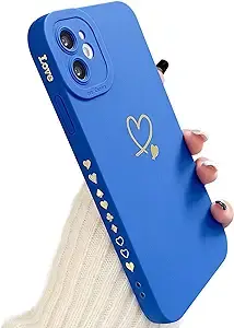 Gold Heart iPhone 11 Case Soft Silicone, Protective Shockproof