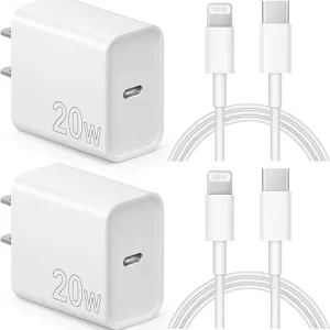 MFi 2x iPhone Chargers FAST 20W with 6ft Cable USB Type-C (14/13/12+, iPad)