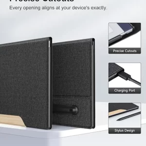 Premium Fabric iPad 10.3 Folio Book Folding Case with Pen Pocket-4