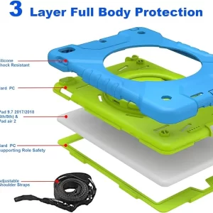 Silicone + PC Protection iPad Full-Body Case 9.7 Rotating Stand-4