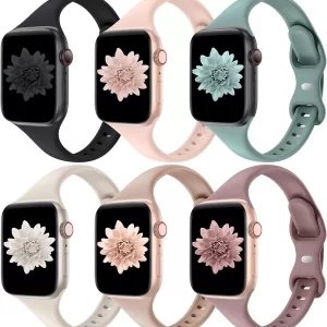 iWatch Slim Straps Pack of 6 for ALL Series, Soft Silicone Sporty for Men & Women