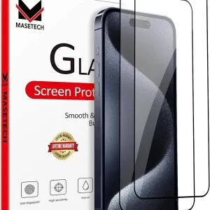 2 Pack iPhone 15 Pro Screen Protector Anti-Scratch Bubble-Free