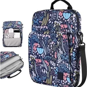 Night Blue 9-11" iPad Case, Multi-Pockets, with Shoulder Strap & Handle